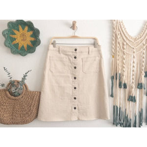 OAT New York Oatmeal Button Down Denim Jean Skirt